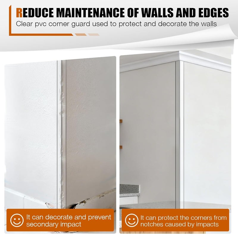 Magicheap 4 Pack Wall Corner Protector, Self Adhesive Corner Protectors for Walls, Easy to Install Edge Guard Strip for Furniture Cabinet Shelf Drywall Baseboard Desk, 17.7in x 1.18in, Clear - Image 4